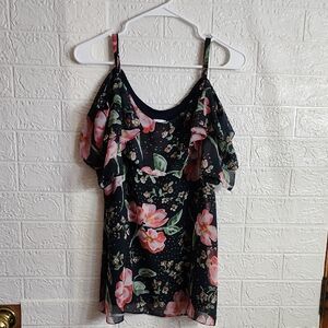 CAbi Floral Blouse - Black and Pink